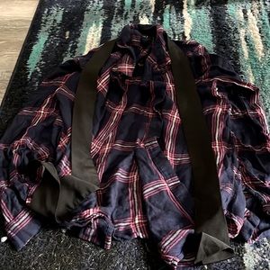 Purple plaid shirt with built in ribbon